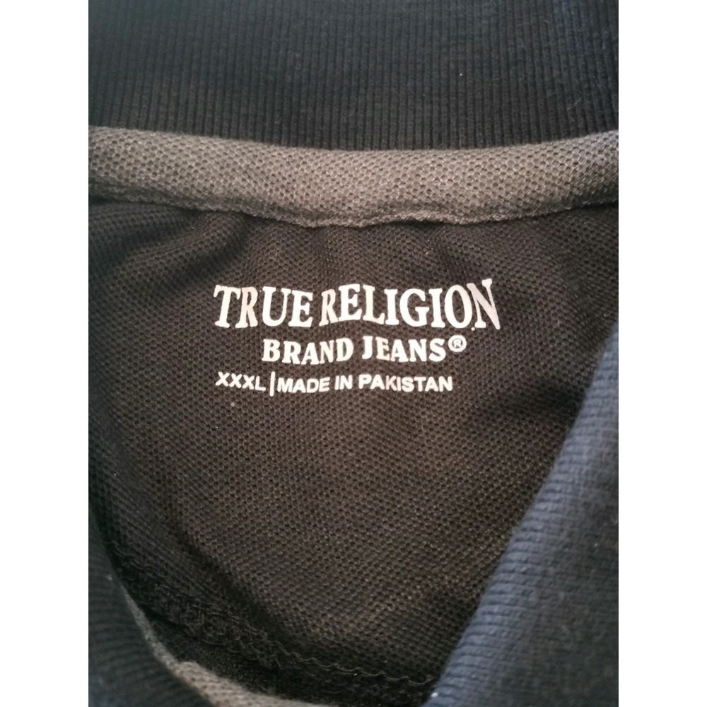 NWT True Religion Men's Color Block Polo Shirt Black Heather Grey SS XXXL - Picture 12 of 12
